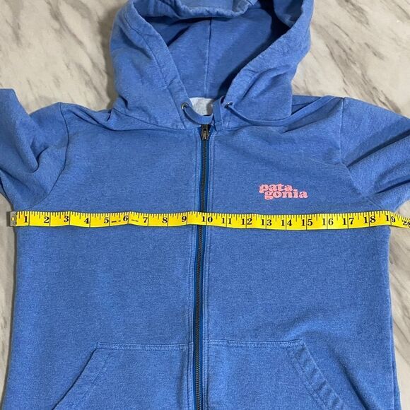 Patagonia Blue Pink Logo Organic Cotton Zip Hoodie Size Small - Picture 9 of 12